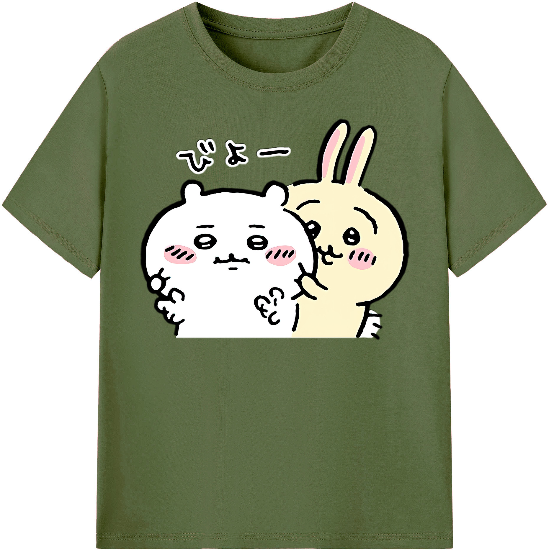（画像用） ちいかわ うさぎ Chii-kawa usagi 綿100％半袖Tシャツ（フロントプリント）